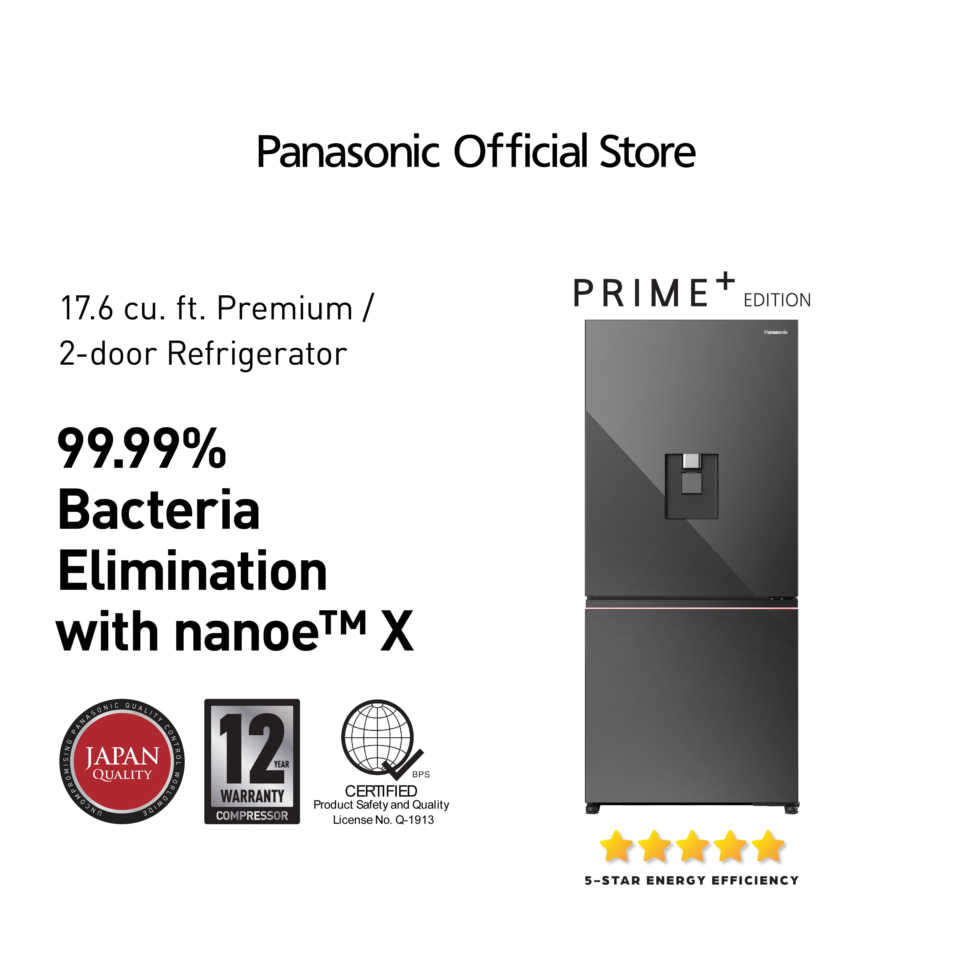 Panasonic NR-BW530XMMP 17.6 cu. ft. 2 Door Bottom Freezer - No Frost Inverter Refrigerator