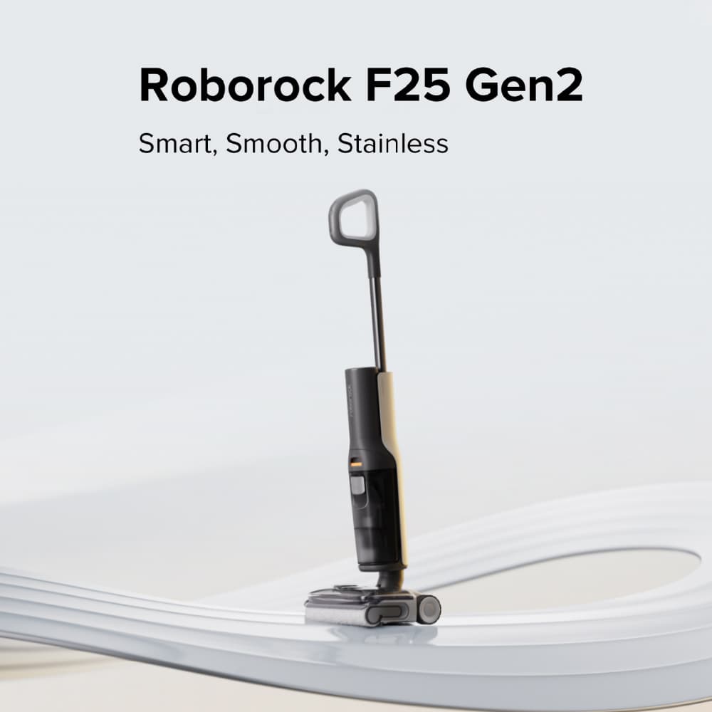Roborock F25 RT GEN 2 Wet & Dry Cordless Vacuum Cleaner 20KPa Suction, Self-Cleaning & Drying, 100% Anti-Hair Tangle,180°Lie-Flat Reach Low Space, ＜1mm floor Edge-clean