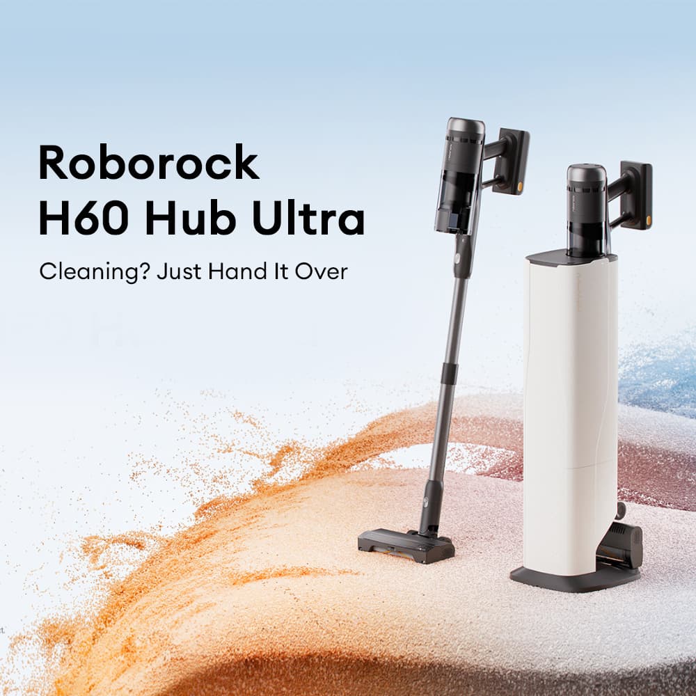 Roborock H60 Hub Ultra Cordless Vacuum Cleaner 210AW Strong Suction, 90mins Max Runtime, 100 Days Auto-Empty Dock & 3L large-capacity dustbag, Internal Storage for Multiple Cleaner Heads, Anti-Hair Tangle and Green Light