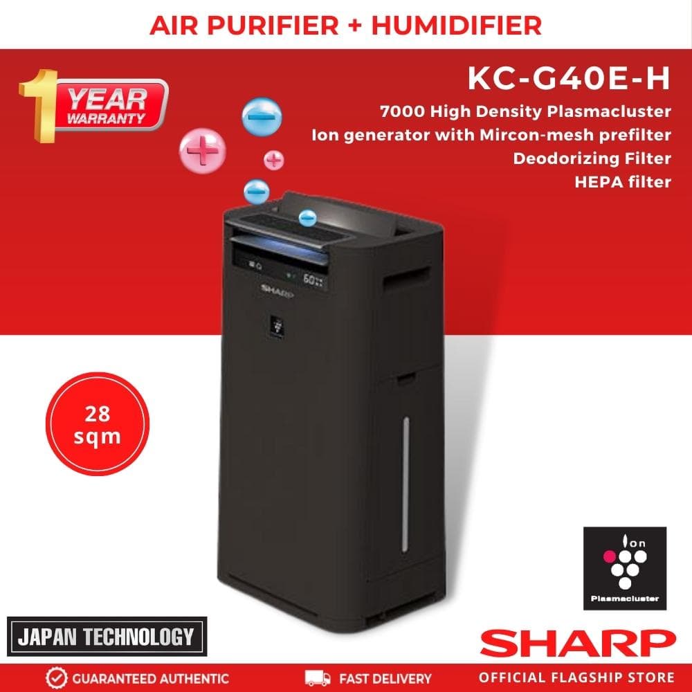 Sharp KC-G40E Air Plasmacluster Air Purifier with HUMIDIFIER