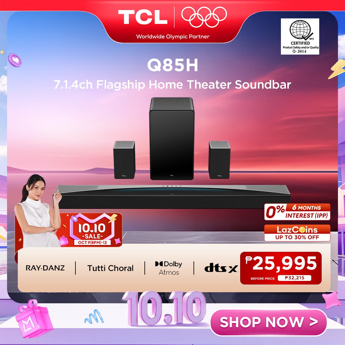 TCL Q85H 7.1.4ch Flagship Home Theater Soundbar