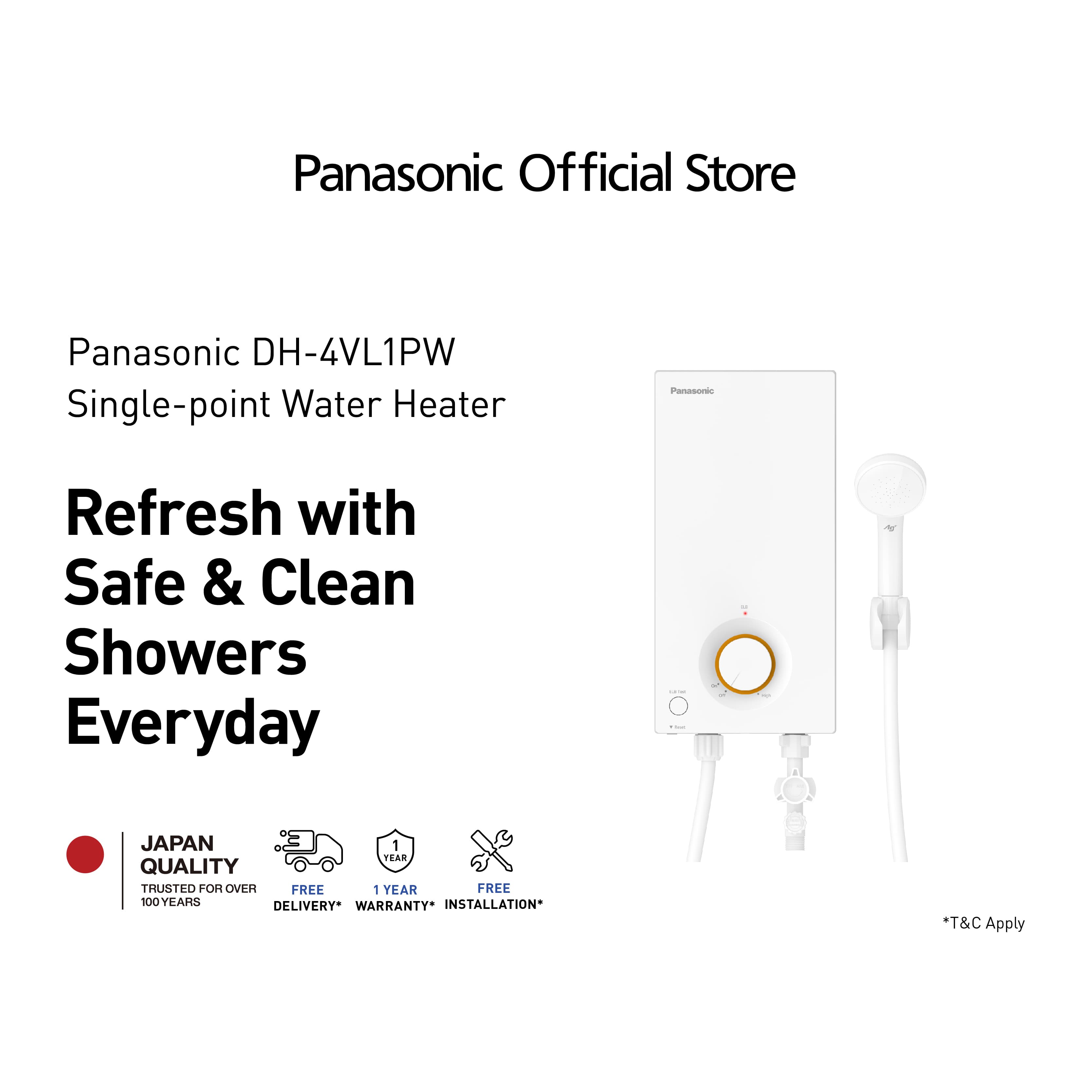 Panasonic DH-4VL1PW 4.0kW Single Point Water Heater