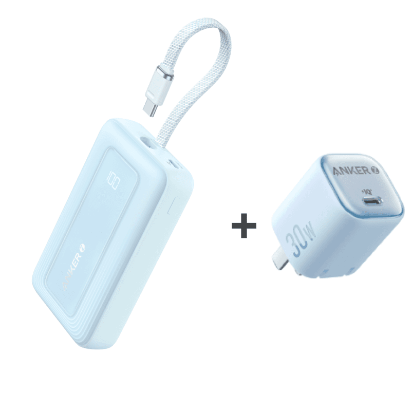 Upgraded Safe Battery Anker Zolo Power Bank 10K - 30W, Built-In USB-C Cable, Compatible with MacBook, iPhone 15/15 Plus/15 Pro/15 Pro Max/14 Series, Samsung A1689