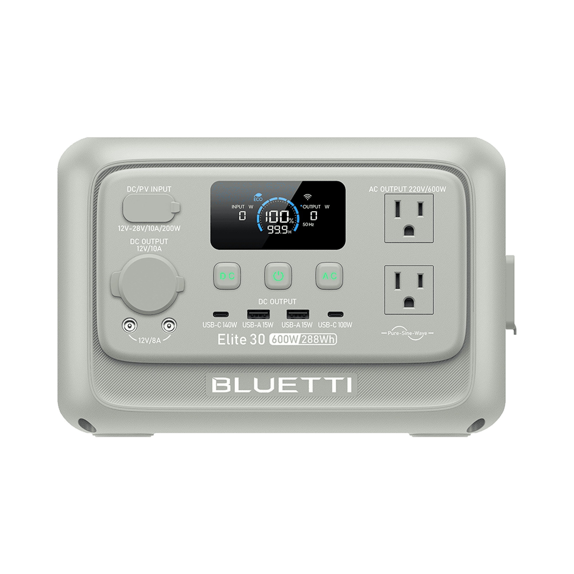 BLUETTI Elite 30 V2 Portable Power Station, 90,000 mAh/288Wh Solar Generator, 600W AC Outlets (Power Lifting 1500W), Fast Charging LiFePO4 Battery Backup for Camping, Road Trip, Outage (Solar Panel Optional)