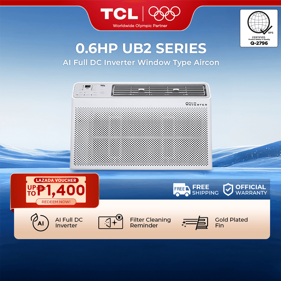 TCL 0.6HP AI Full DC Inverter Window-Type Aircon TAC-06CWI-UB2 Fast Cooling 75% Energy Saving