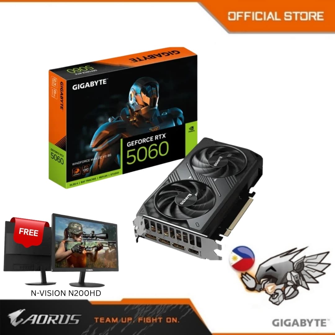 Gigabyte GV-N5060WF2MAX-OCV2-8GD RTX5060 Windforce Max OC V2 8GB Graphics Card FREE!!! N-VISION MONITOR