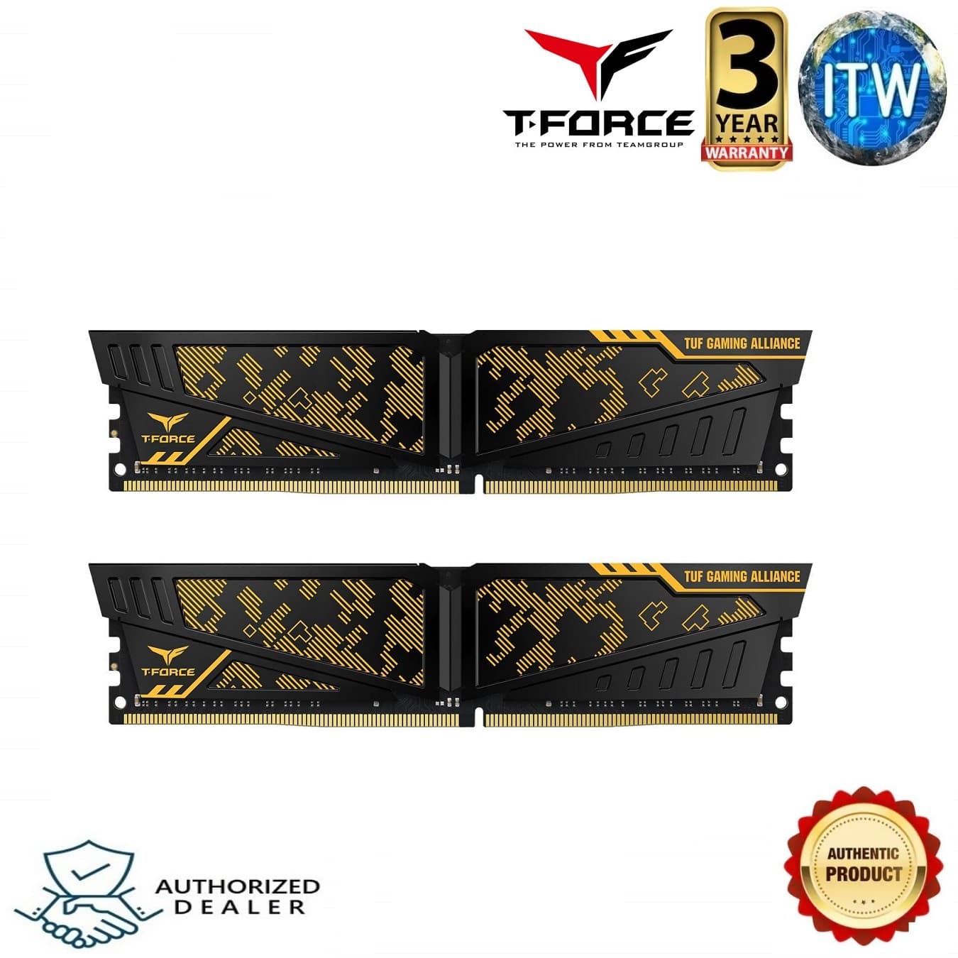 TEAMGROUP T-Force VULCAN TUF Gaming Alliance DDR4 16GB (8GBx2) 3200MHz Desktop Gaming Memory (TLTYD416G3200HC16CDC01)