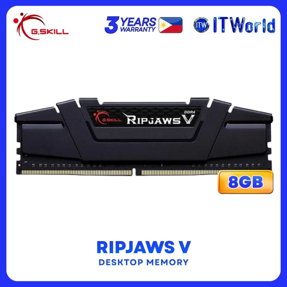 G.Skill Ripjaws V 8GB (1x8GB) DDR4-3200Mhz Unbuffered Single Kit Desktop Memory F4-3200C16S-8GVKB itw