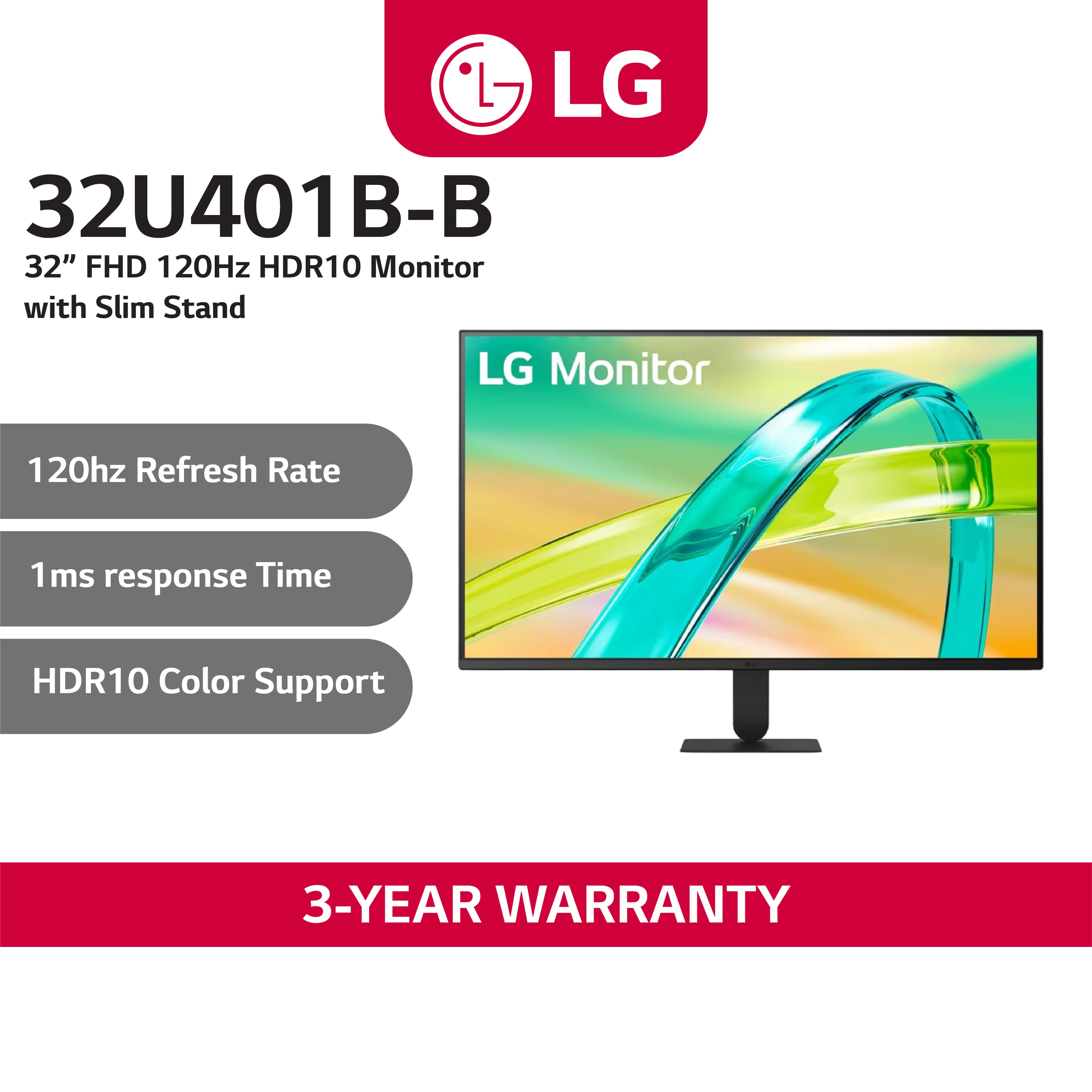 LG 32U401B-B 32" Full HD (1920 x 1080)120Hz, HDR10, Switch, Reader Mode, Flicker Safe, HDMI, Tilt Stand
