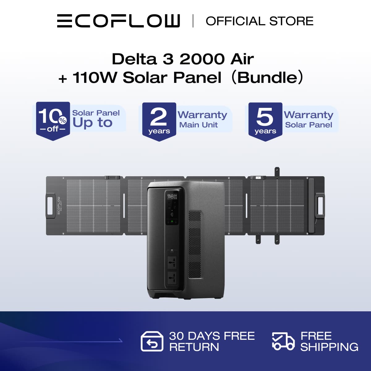 EcoFlow DELTA 3 2000 Air Portable Power Station 10ms UPS 1920Wh LiFePO4 Battery Fast Charging Use as a Solar Generator for Emergency Home Backup Power Camping Motor