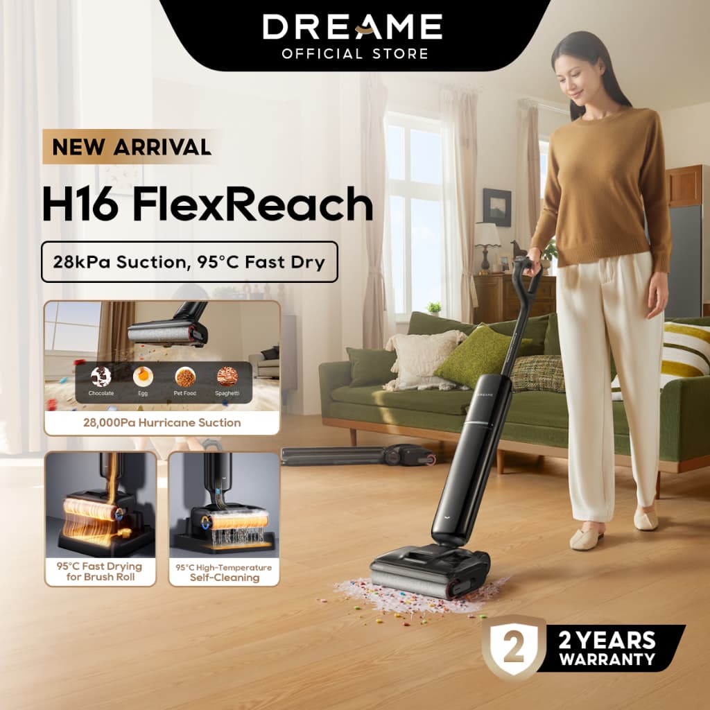 Dreame H16 Flexreach Smart Wet & Dry Vacuum 180° Fully Flat Floor Washer 95°C Hot Self-Clean
