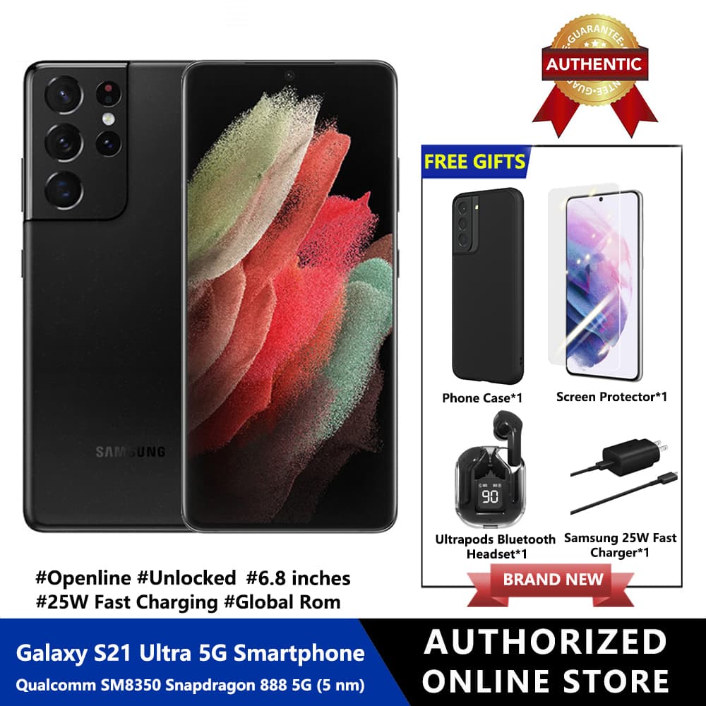 Samsung Galaxy S21 Ultra 5G Smartphone 12GB RAM+128G ROM Single Sim Snapdragon 888 Cell Phone