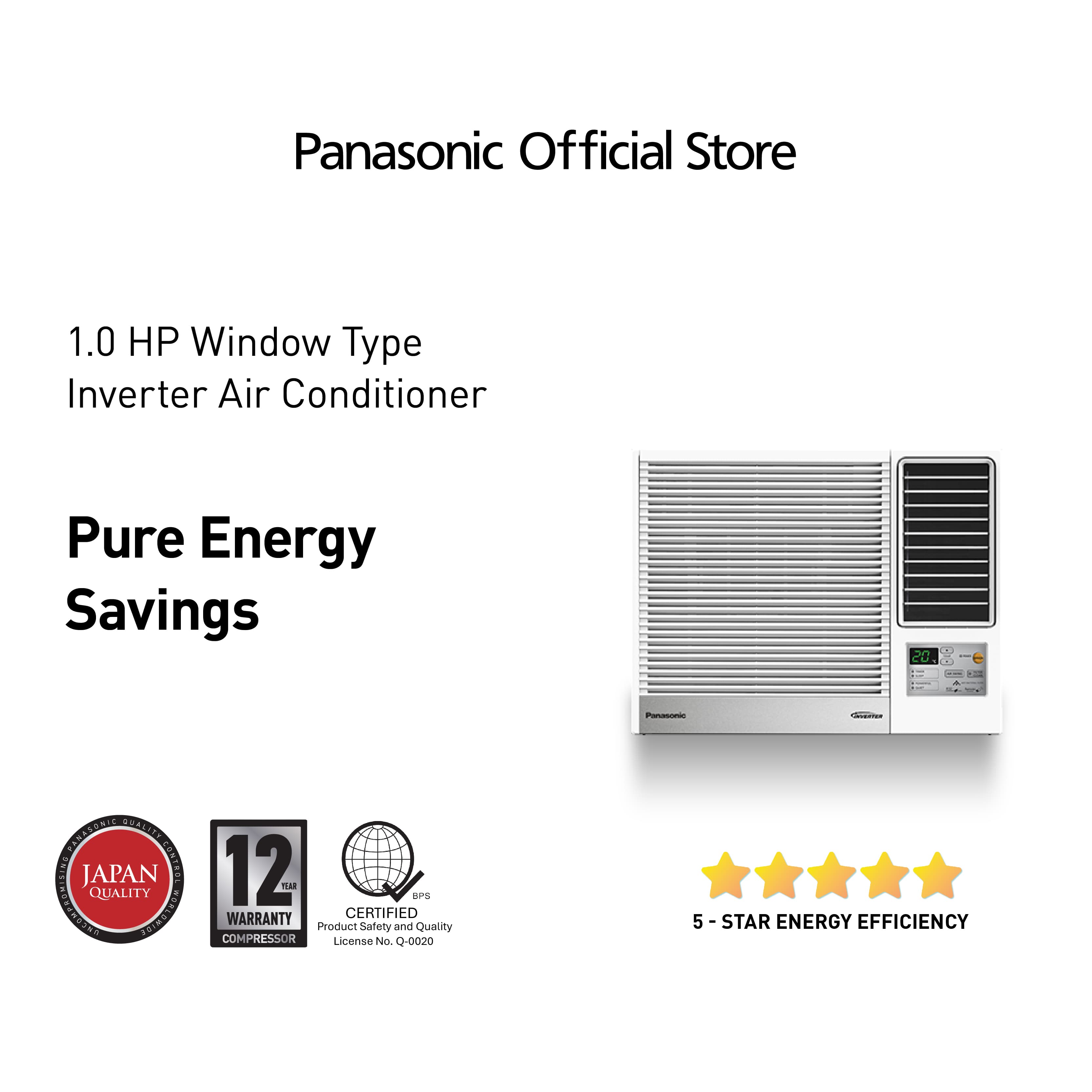 Panasonic CW-U921JPH 1.0HP Compact Size Inverter Window Type Air Conditioner
