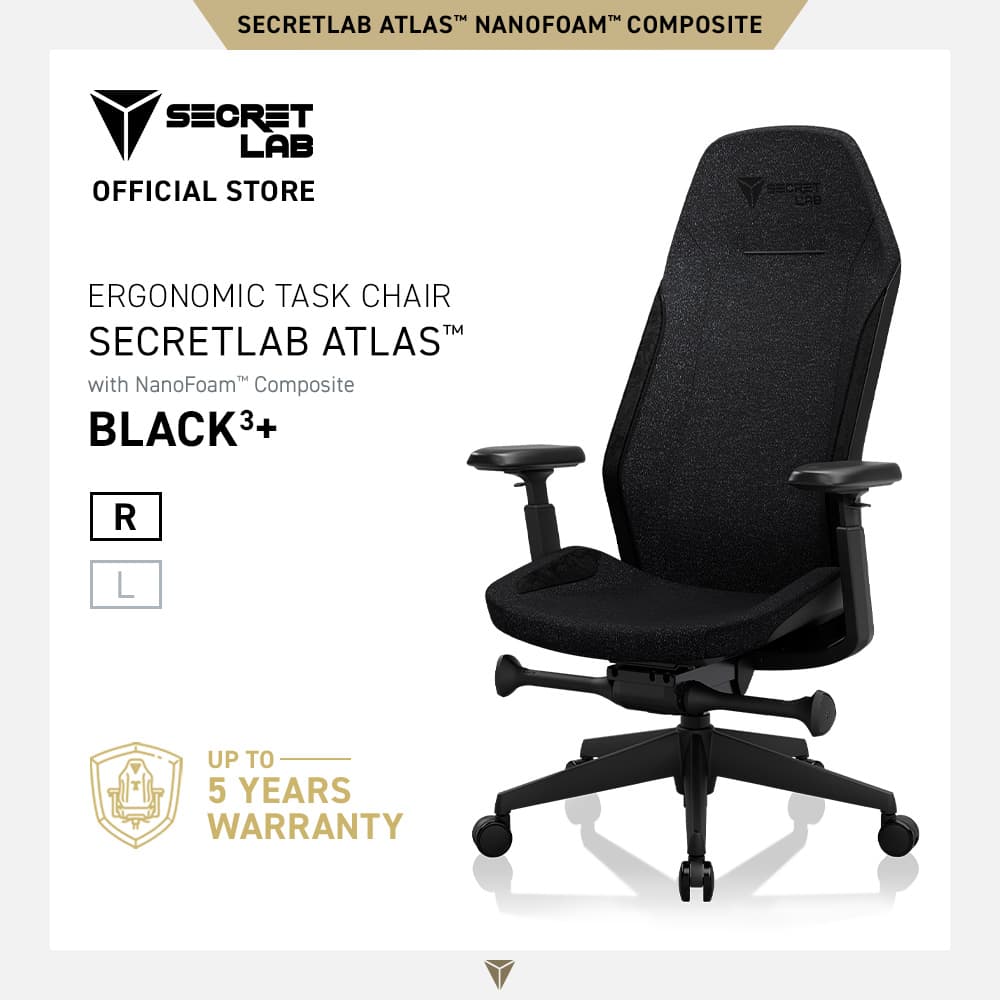 Secretlab ATLAS Task-Focused Ergonomic Chair - Black³+ with Head Pillow