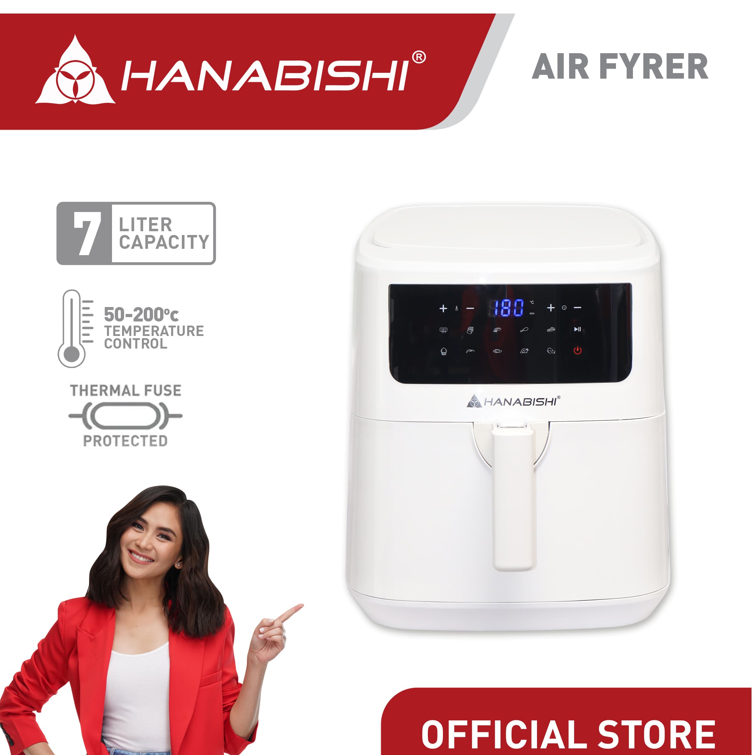 Hanabishi Air Fryer Digital 7L White HAFRYER70WHTDIG