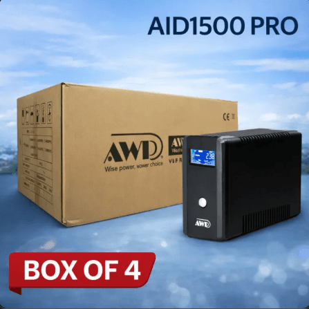 AWP AID1500 Pro LCD 900W-1500VA UPS with AVR Uninterruptible Power Supply (6 Sockets) Power Backup for Entry Level Computers, Laptops, Routers, TVs, Printers, CCTV,Monitors