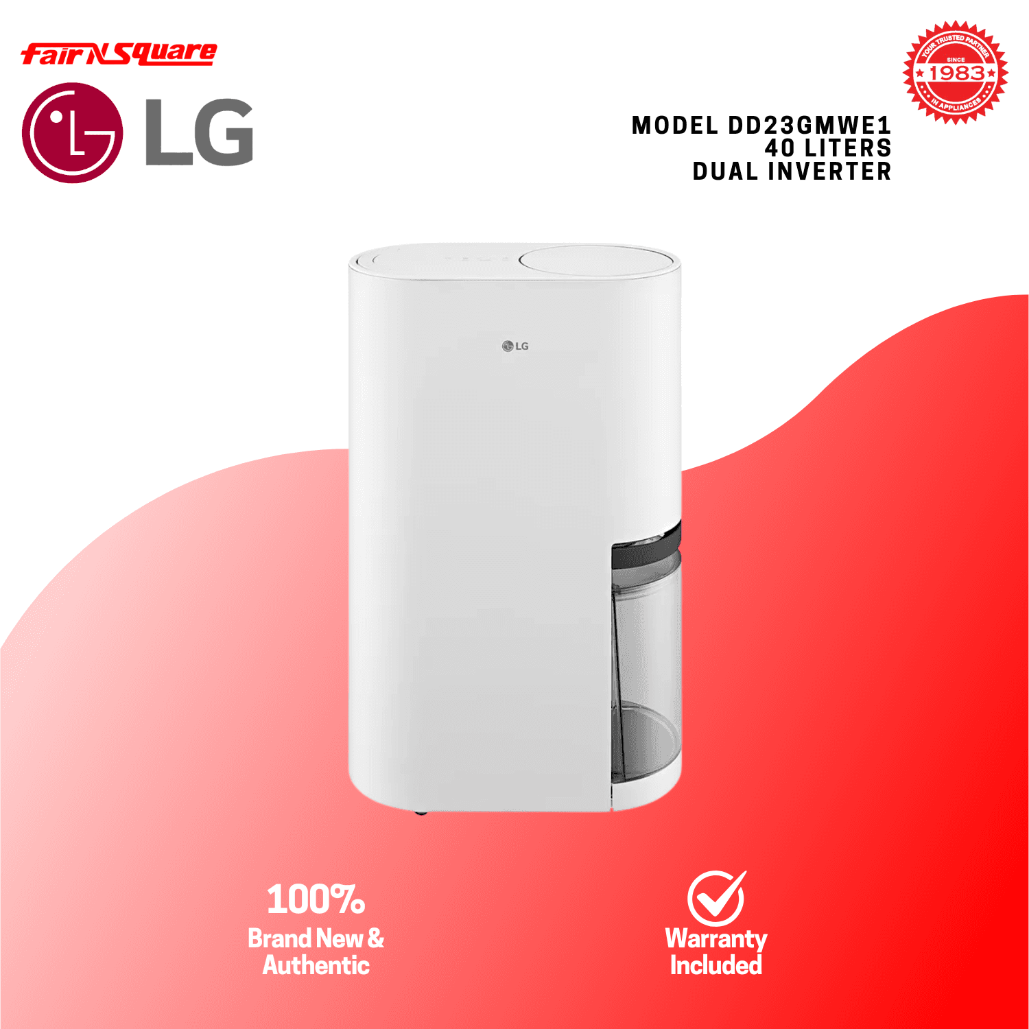 LG Dehumidifier Dual Inverter 40L (DD23GMWE1) - 2026 Model