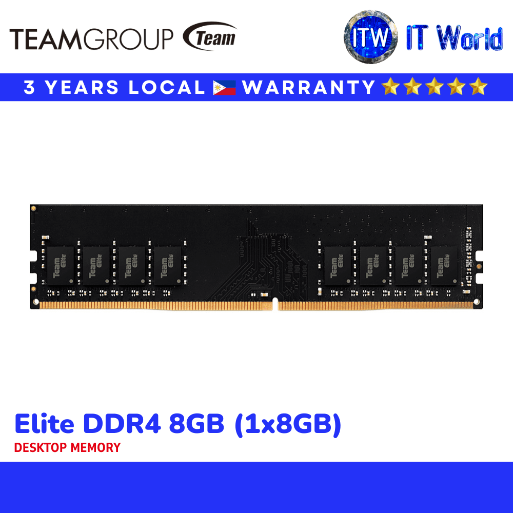 TeamGroup Elite DDR4 RAM 8GB (1x8GB) 3200Mhz CL22 Desktop Memory (TED48G3200C2201) itw