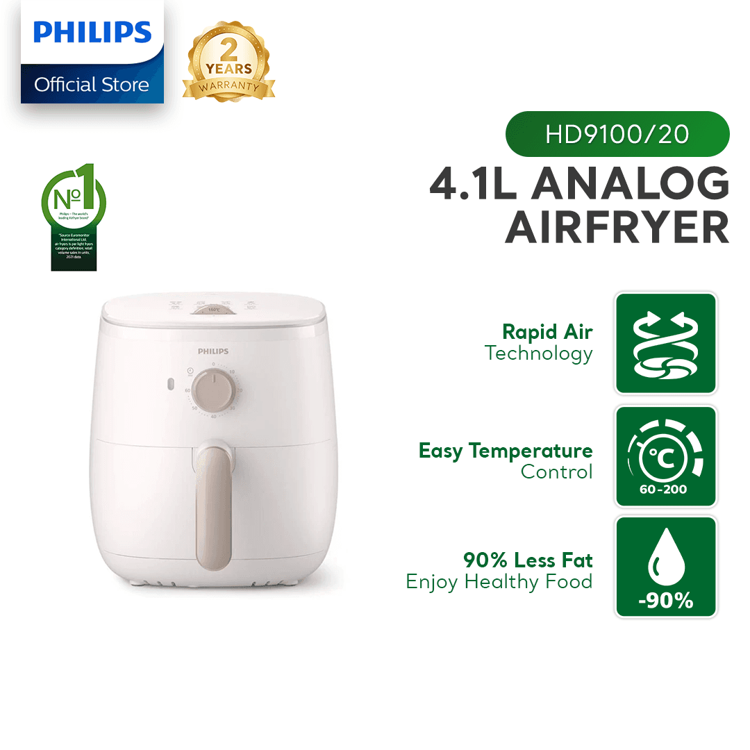 PHILIPS Air Fryer, Healthy Low Fat Multi-cooker, Non-Stick Frying Basket, Analog Fryer