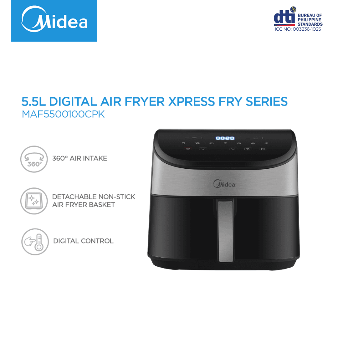 Midea 5.5L Digital Air Fryer Express Fry Series with Heat Express Technology
