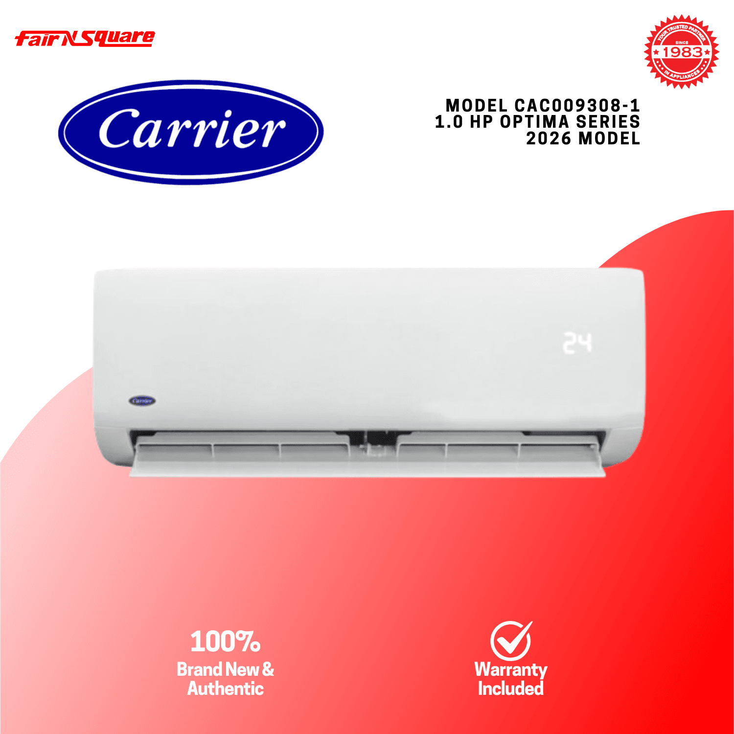 Carrier Split Wall Mounted Aircon Inverter Optima 1HP (CAC009308-1)