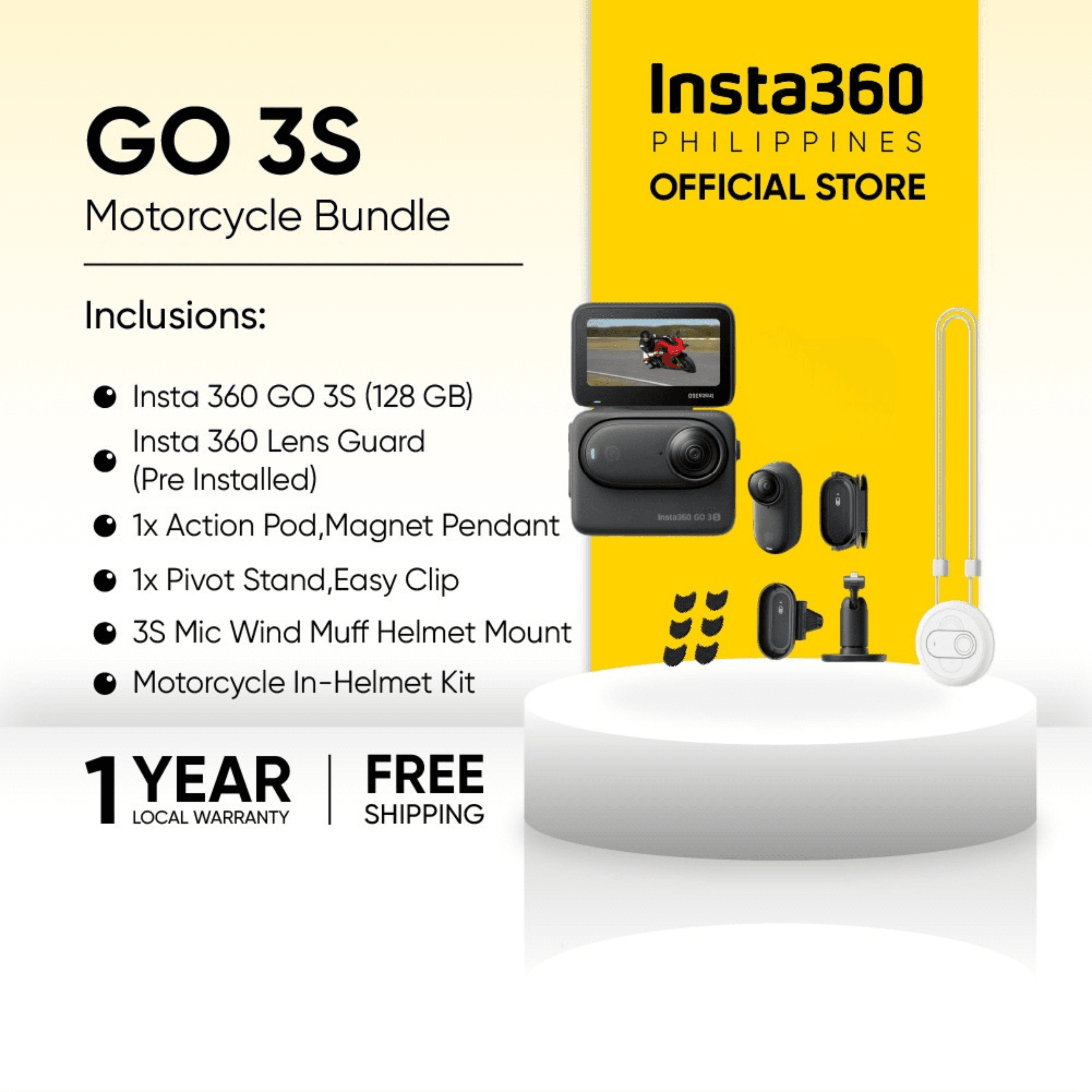 Insta360 GO 3S (128GB) 4K Tiny Waterproof Action Camera, Hands-Free POV Video Capture Perfect for Travel, Sports and Daily Vlogging