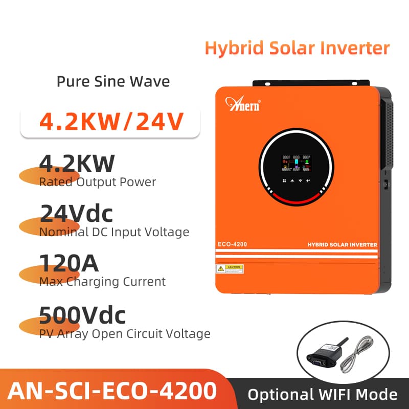 4.2kw Hybrid Solar Inverter 24v Hybrid Inverter On Grid/Off Grid Inverter MPPT 120A Solar Charger Controller Can Operate without Battery