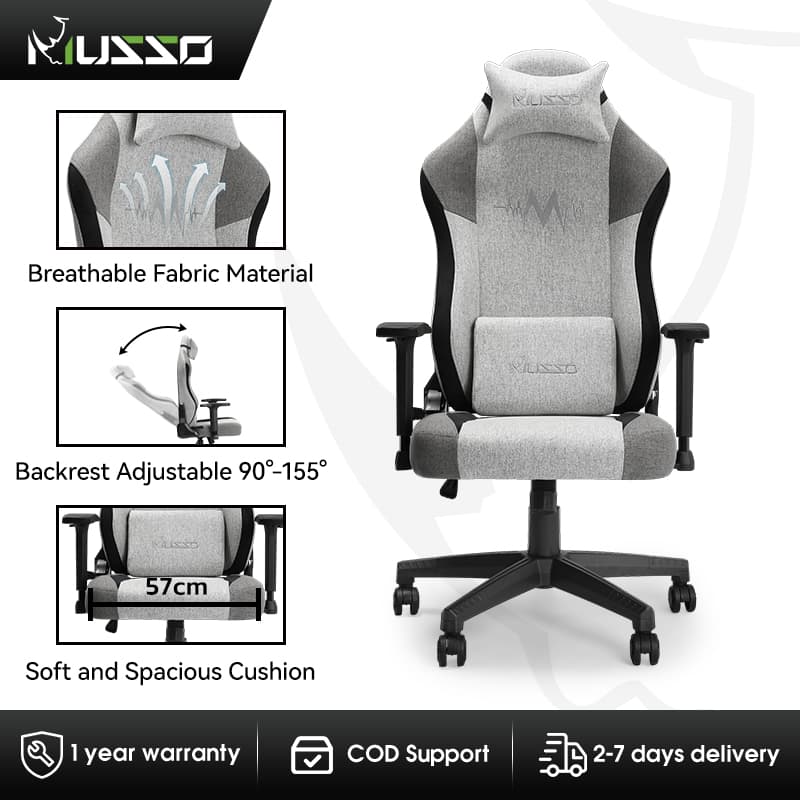 MUSSO Aeolus Series Heartbeat Series 199C XL Fabric Gaming Chair with Wide Seat High-Back Adjustable Office Chair