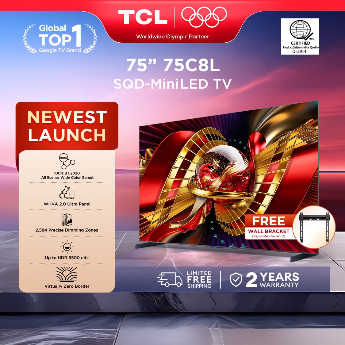 TV C8L Series 4K SQD-MiniLED Google TV - 65/75 Inch