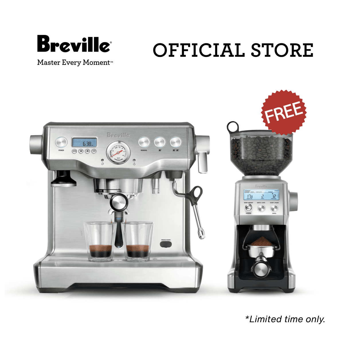 Breville Dual Boiler Espresso Machine and Smart Grinder Pro Set - User Friendly, Easy to Maintain - Free Breville the Smart Grinder Pro