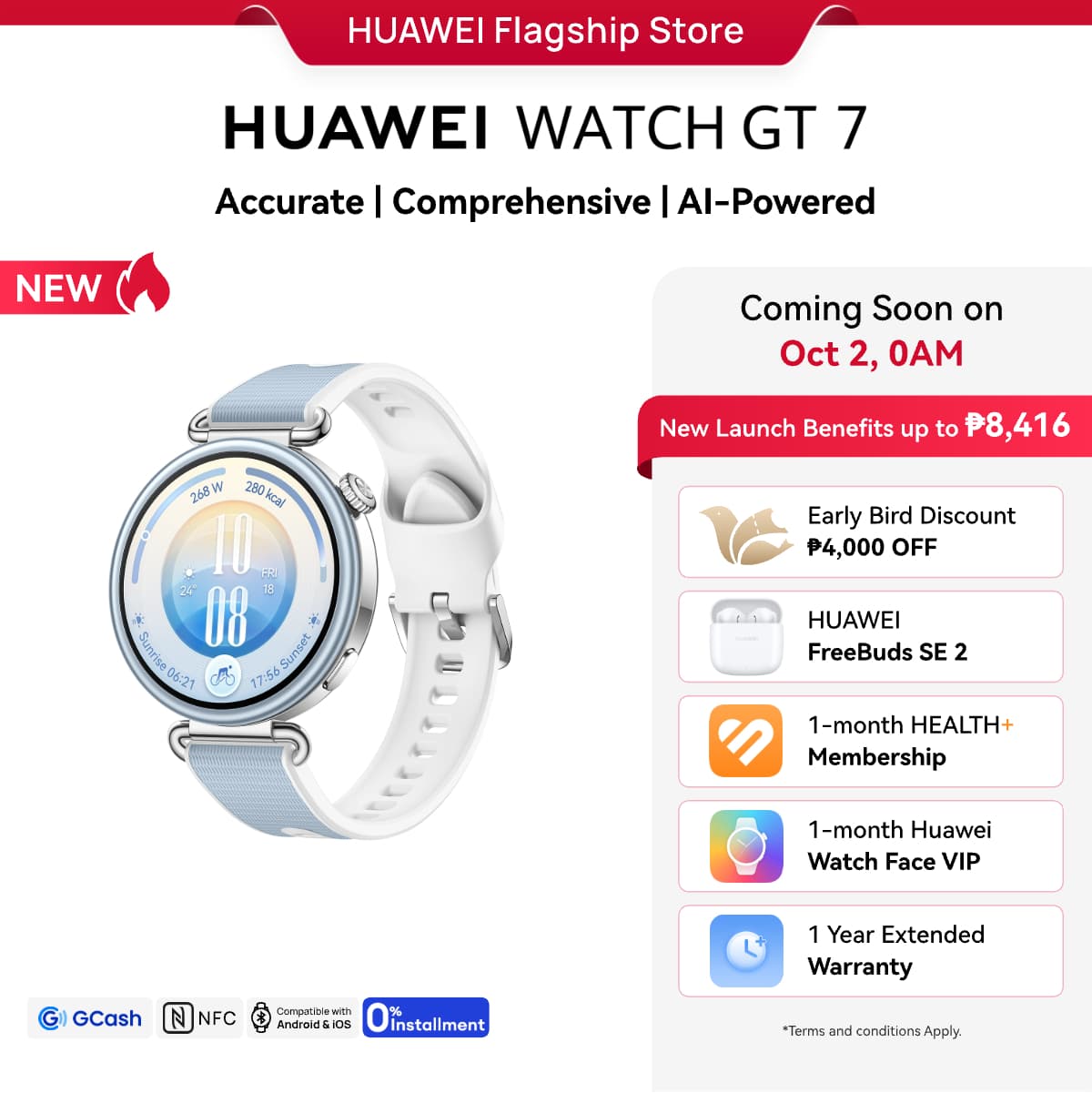 HUAWEI WATCH GT 7 Series Smartwatch l Coronary Heart Disease Study l Advanced Health Intelligence l AI-Powered Sport Performance l Up to 21-Day Battery Life l iOS & Android Compatible