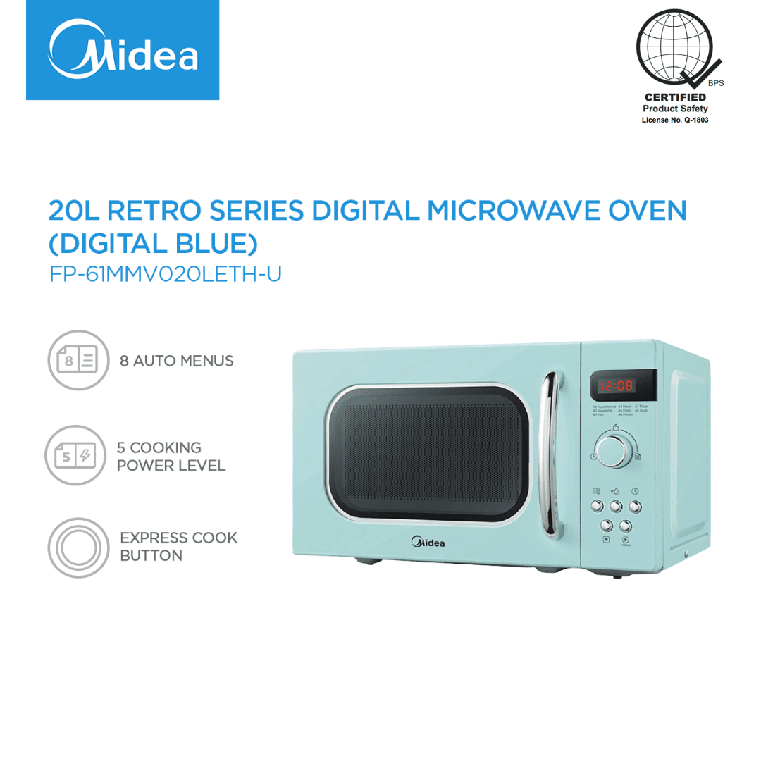 Midea 20L Retro Series Digital Microwave Oven Digital Blue