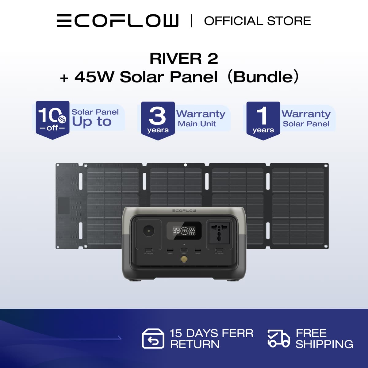 EcoFlow 240Wh River 2 Portable Power Station Solar Generator with LiFeP04 Quick Charge in 1 Hour Up to 600 W Power for Emergency Power Camping Motor Homes Home