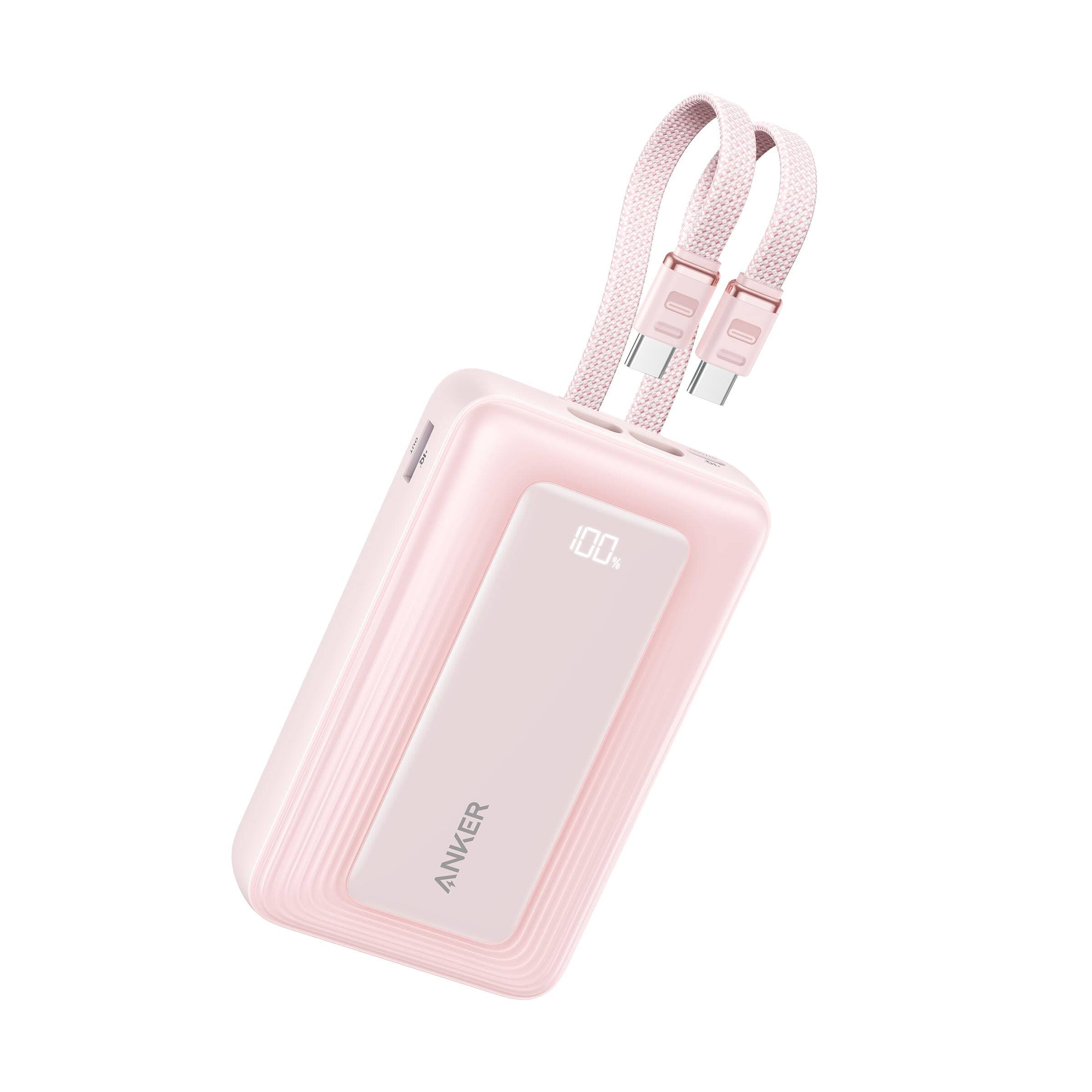 Anker Zolo Power Bank 20K 30W, Built-In USB-C and Lightning Cable, Compatible with MacBook, iPhone Series, Sam Sung