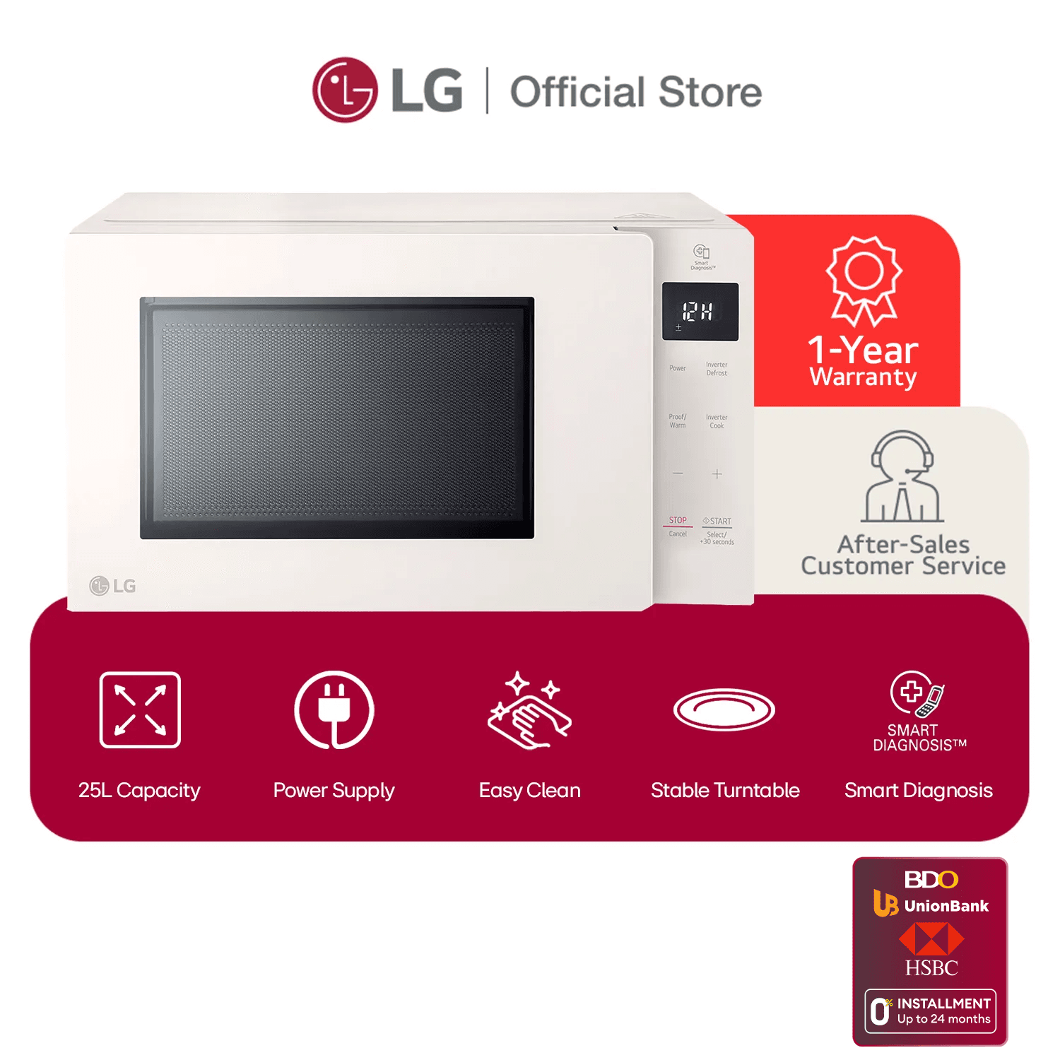 LG 25L Smart Inverter NeoChef Microwave Oven - Solo (Microwave) MS2535GIK Objet Collection - Beige