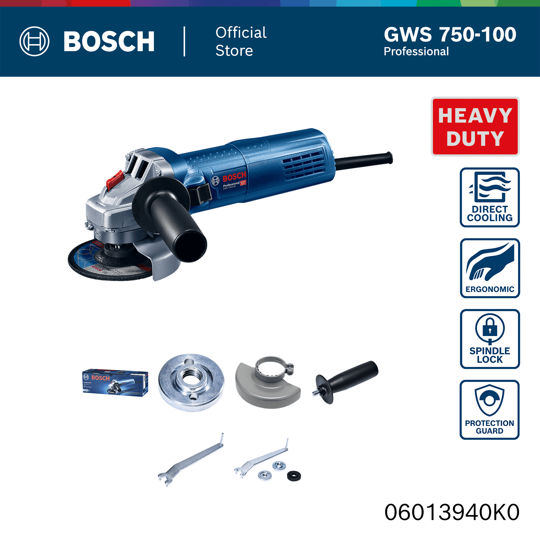 Bosch Power Tools GWS 750-100 Professional Small Angle Grinder