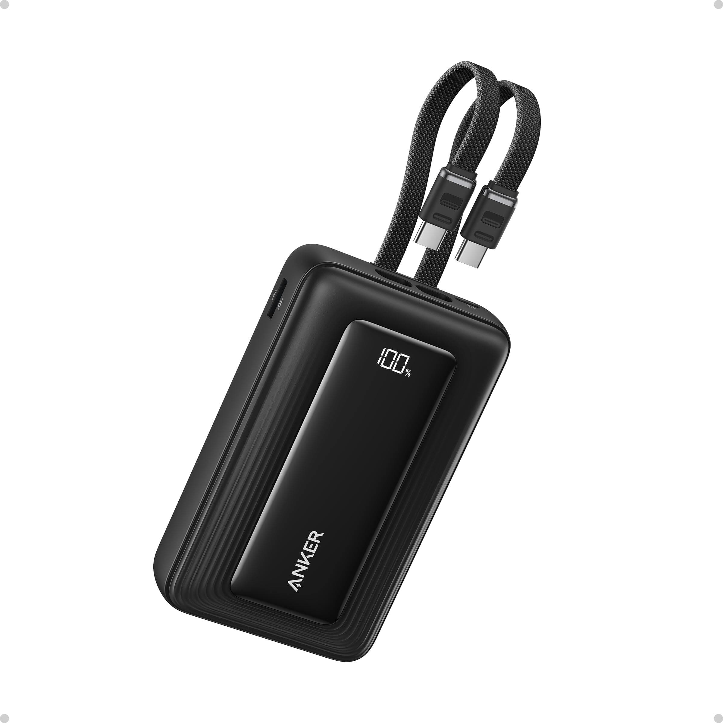 Anker Zolo Power Bank 20K 30W, Built-In USB-C and Lightning Cable, Compatible with MacBook, iPhone Series, Sam Sung