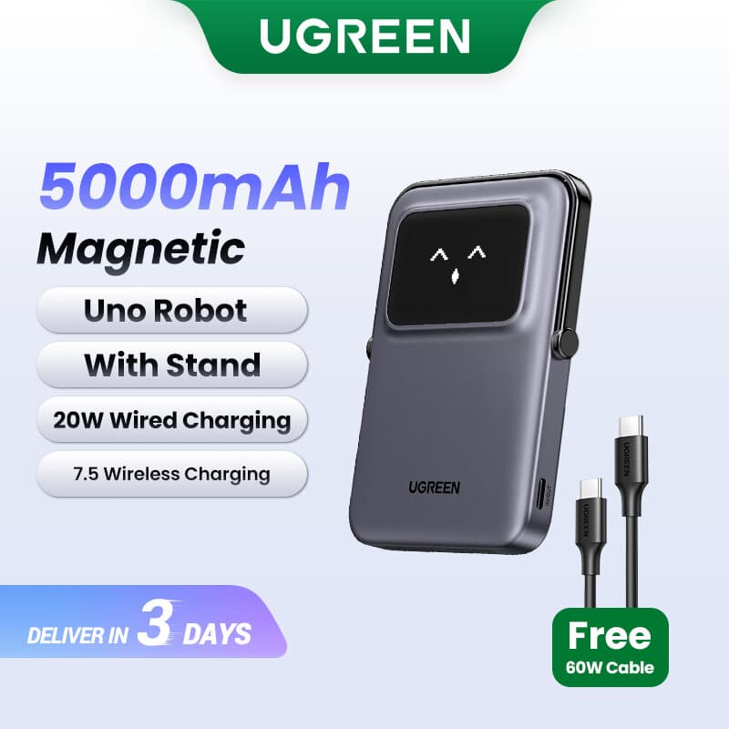 UGREEN UNO PD 20W 10000mAh 5000mAh Magnetic Wireless Charging PowerBank 7.5W Wireless Charging with Stand for iPhone 18 17 16 pro max iPhone 15 14 Portable Power Bank