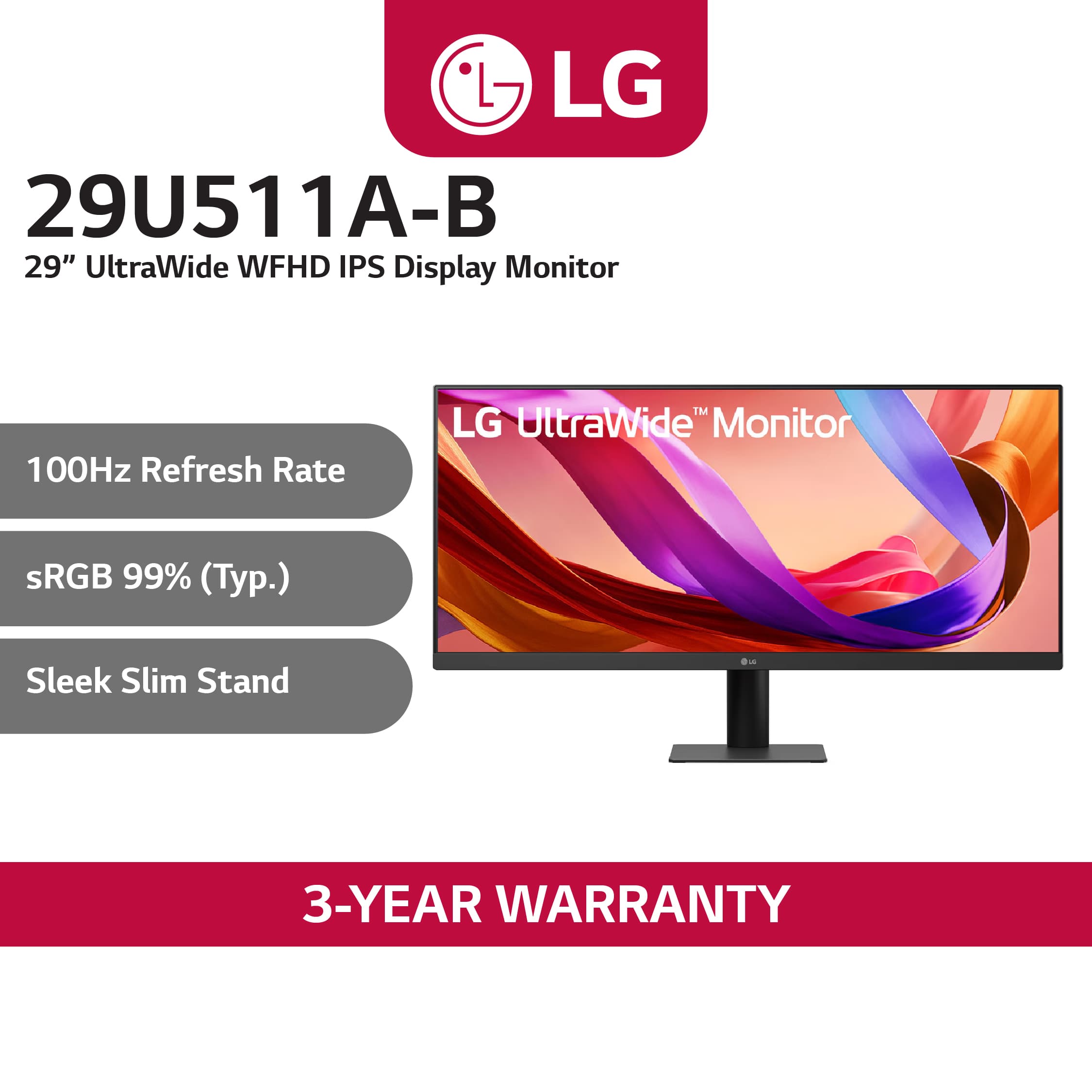 LG 29U511A-B 29” UltraWide 21:9 WFHD Monitor (2560x1080) IPS Display