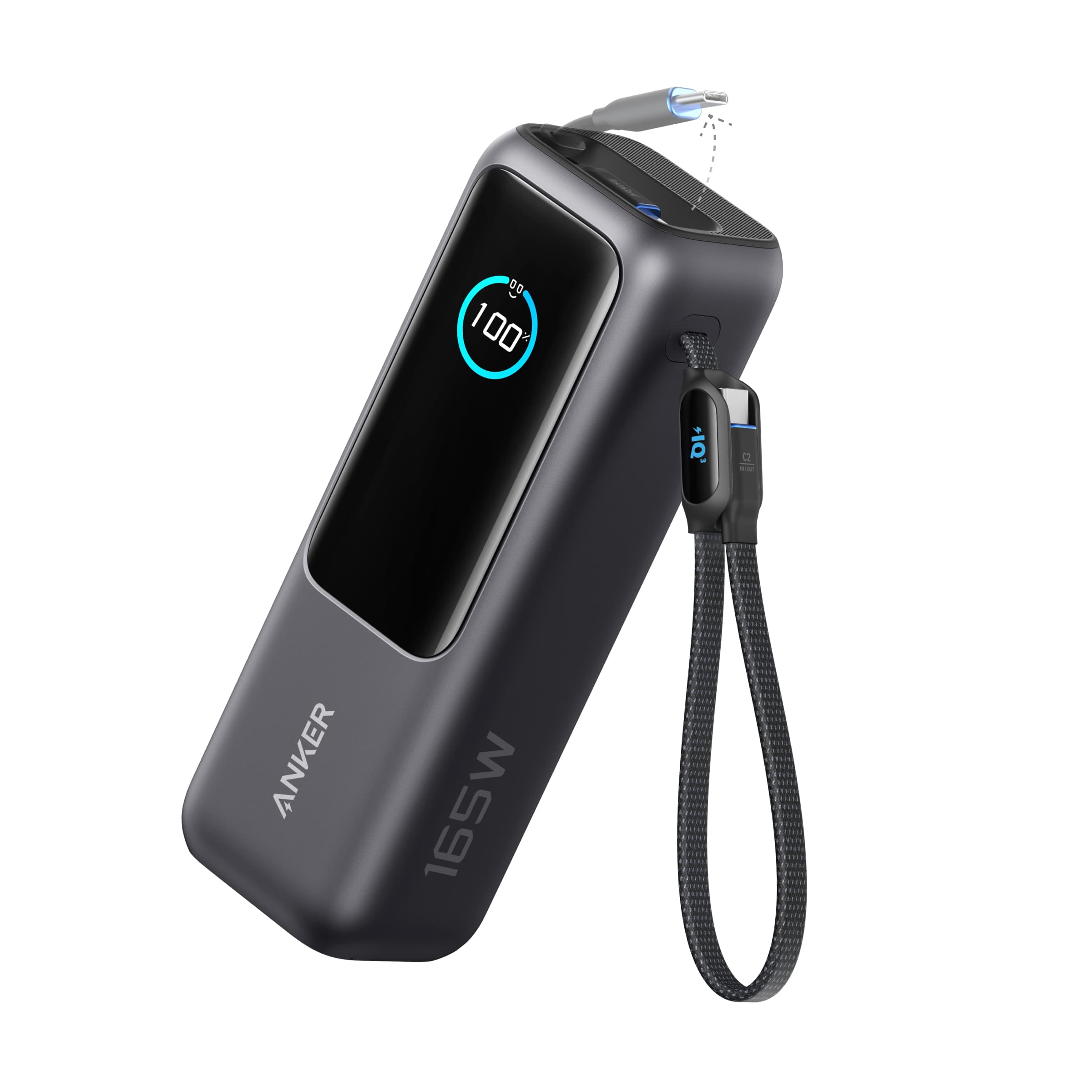 Anker Laptop Power Bank, 25,000mAh Portable Charger with Triple 100W USB-C Ports for Multi-Device Charging, Built-in and Retractable Cables, for iPhone 17/16/15 Series, MacBook, Samsung, and More A1695