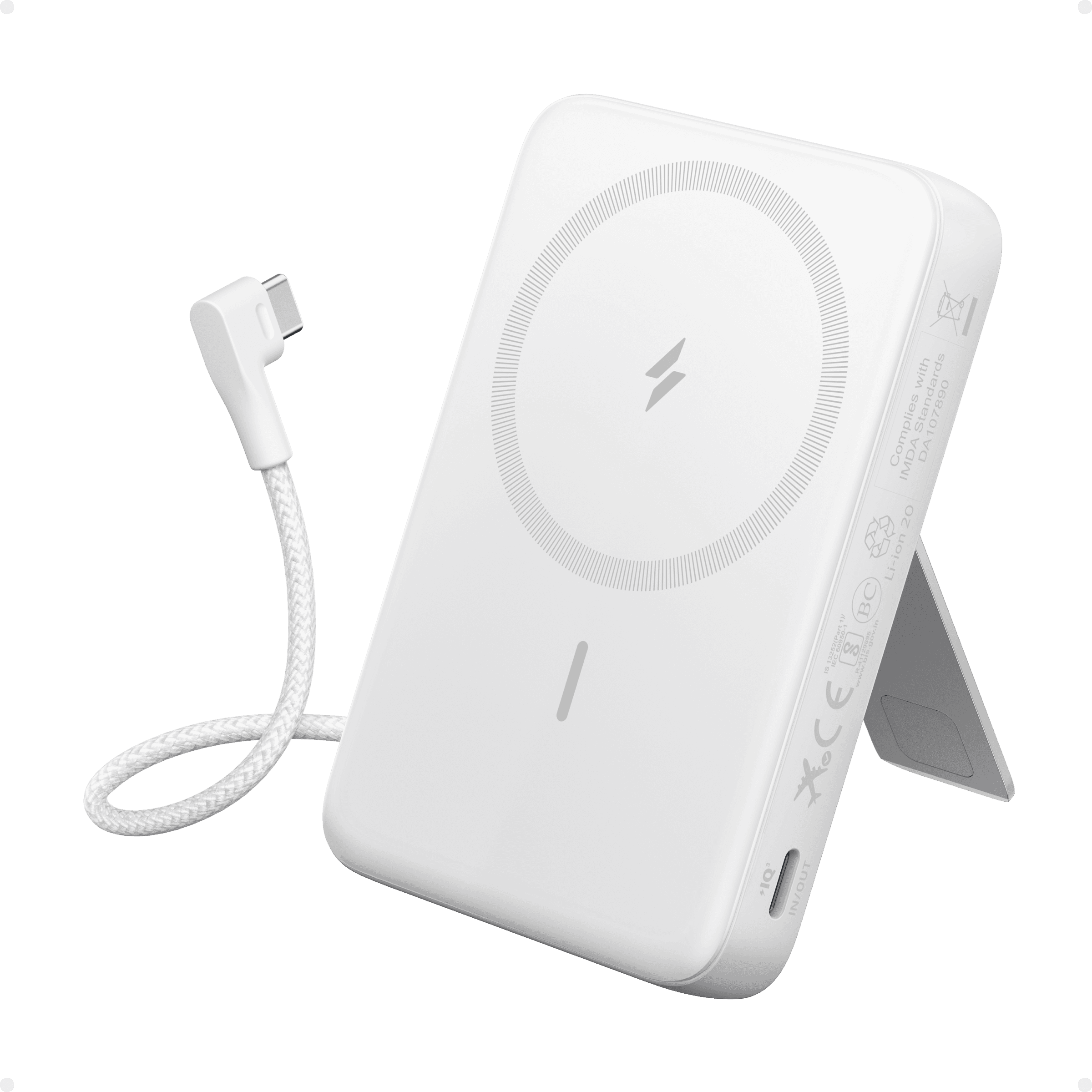 Anker Zolo 10000mAh Magnetic Power Bank Wireless Portable Charger with 30W Max Fast Charging, Battery Pack with Built-in USB-C Cable and Adjustable Stand, A1685