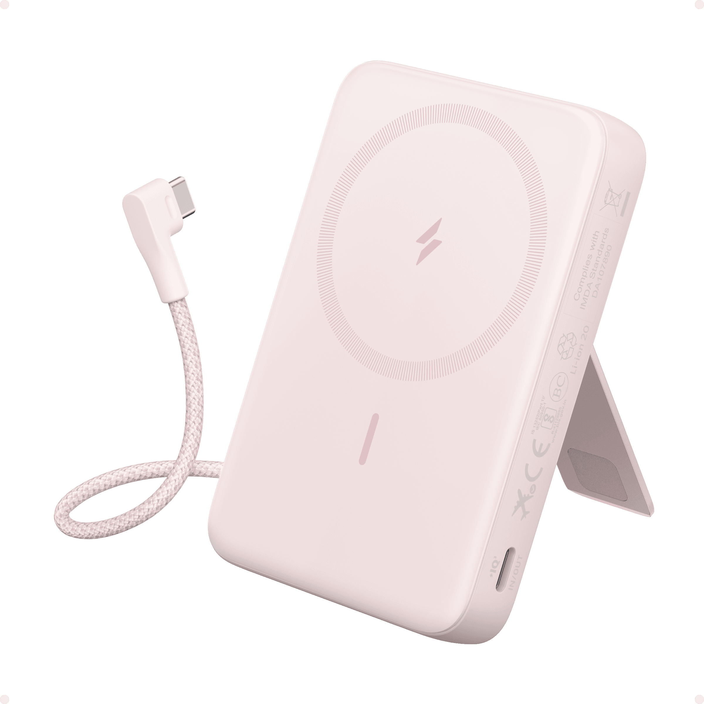 Anker Zolo 10000mAh Magnetic Power Bank Wireless Portable Charger with 30W Max Fast Charging, Battery Pack with Built-in USB-C Cable and Adjustable Stand, A1685
