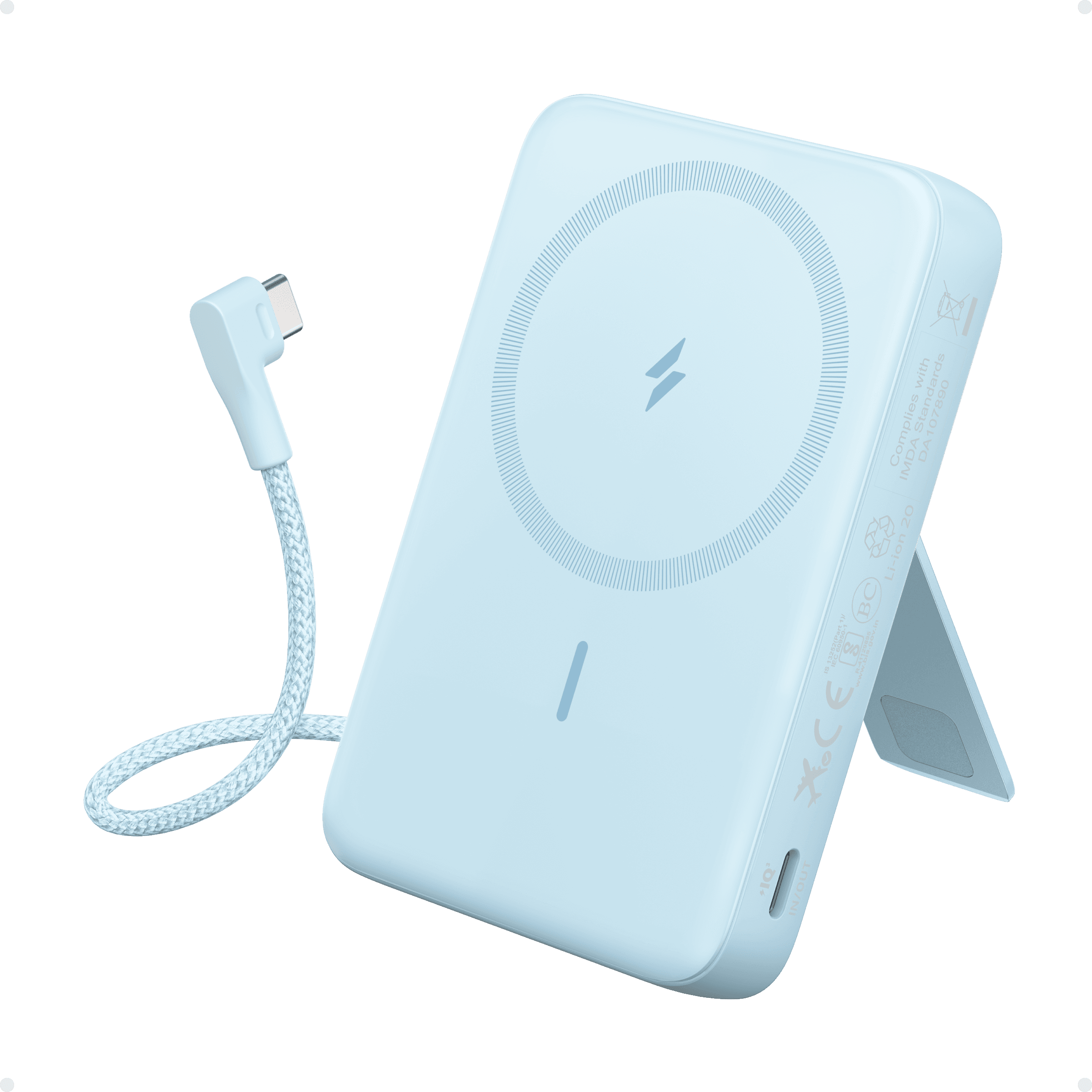 Anker Zolo 10000mAh Magnetic Power Bank Wireless Portable Charger with 30W Max Fast Charging, Battery Pack with Built-in USB-C Cable and Adjustable Stand, A1685