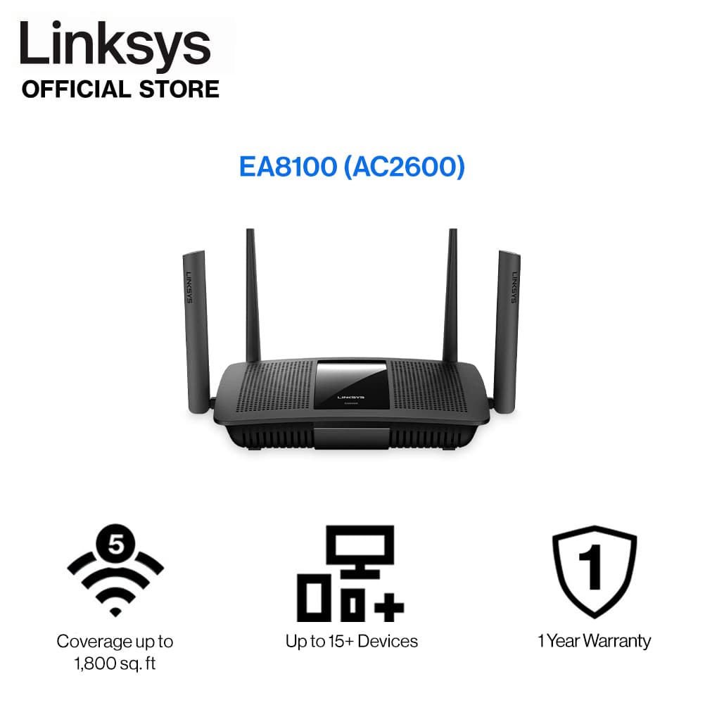 Linksys Max-Stream AC2600 Dual Band WIFI 5 Router (EA8100)
