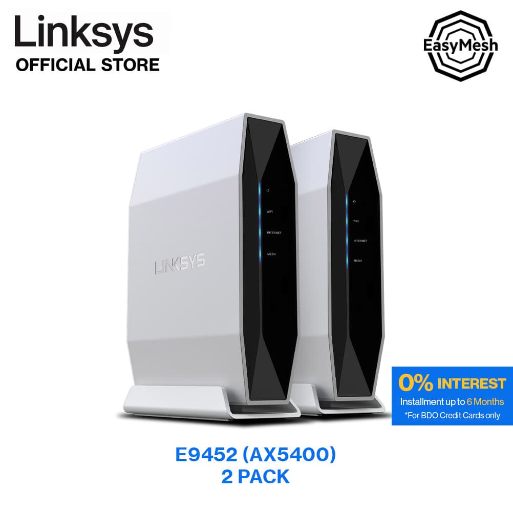 Linksys AX5400 Dual-Band EasyMesh WIFI 6 Router, 2 Pack (E9452)