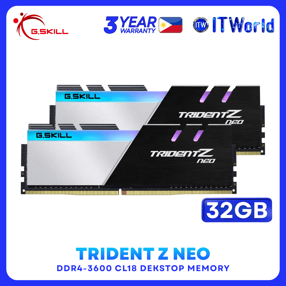 G.Skill Trident Z Neo - DDR4 RAM 32GB 2x16GB 3600MHz CL18 RGB Desktop Memory F4-3600C18D-32GTZN itw