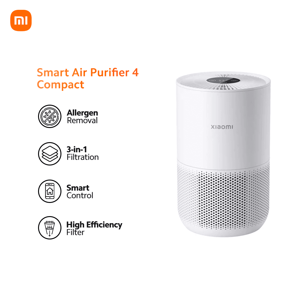 Xiaomi Smart Air Purifier 4 Compact - (16-27m² Effective Room Area) Voice Control & App Control