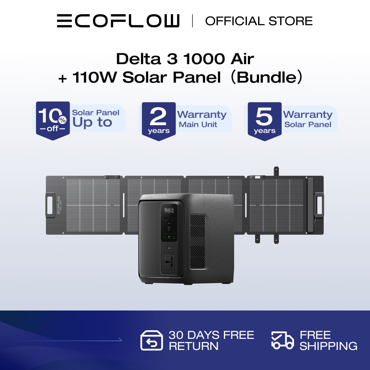 EcoFlow DELTA 3 1000 Air Portable Power Station 960Wh LiFePO4 Battery Fast Charging Use as a Solar Generator for Home Backup Power Camping & RVs