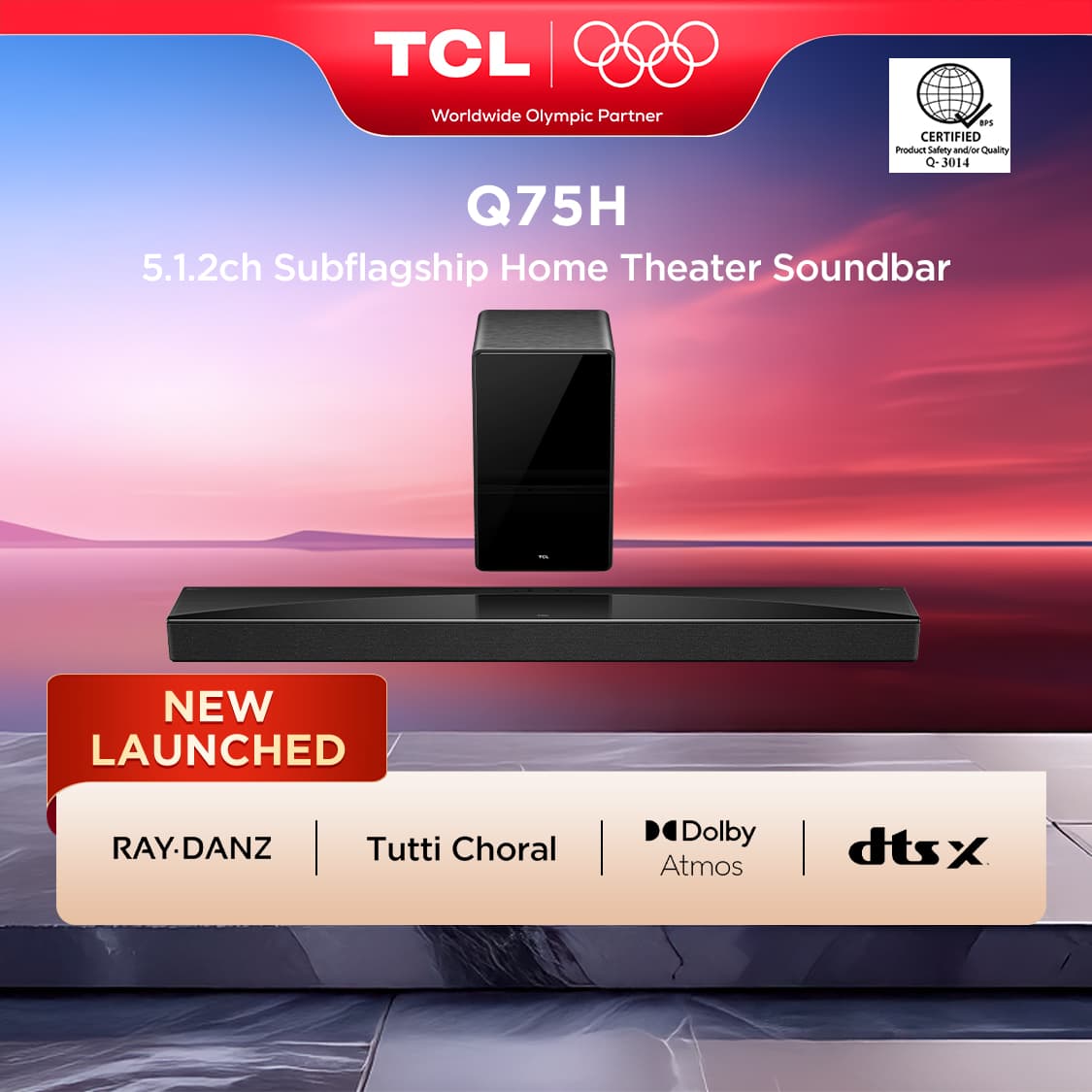 TCL Q75H 5.1.2ch Sub-flagship Home Theater Soundbar