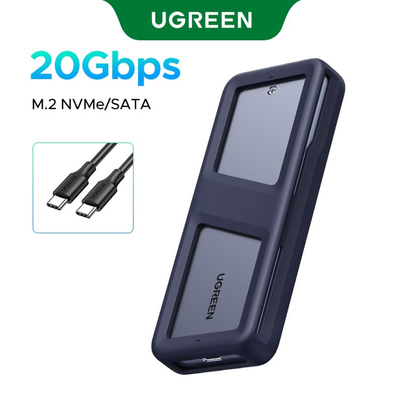 UGREEN M.2 PCIe NVME SATA SSD Hard Disk Enclosure Solid State Drive Enclosure Case Hard Disk Adapter SSD Not Included